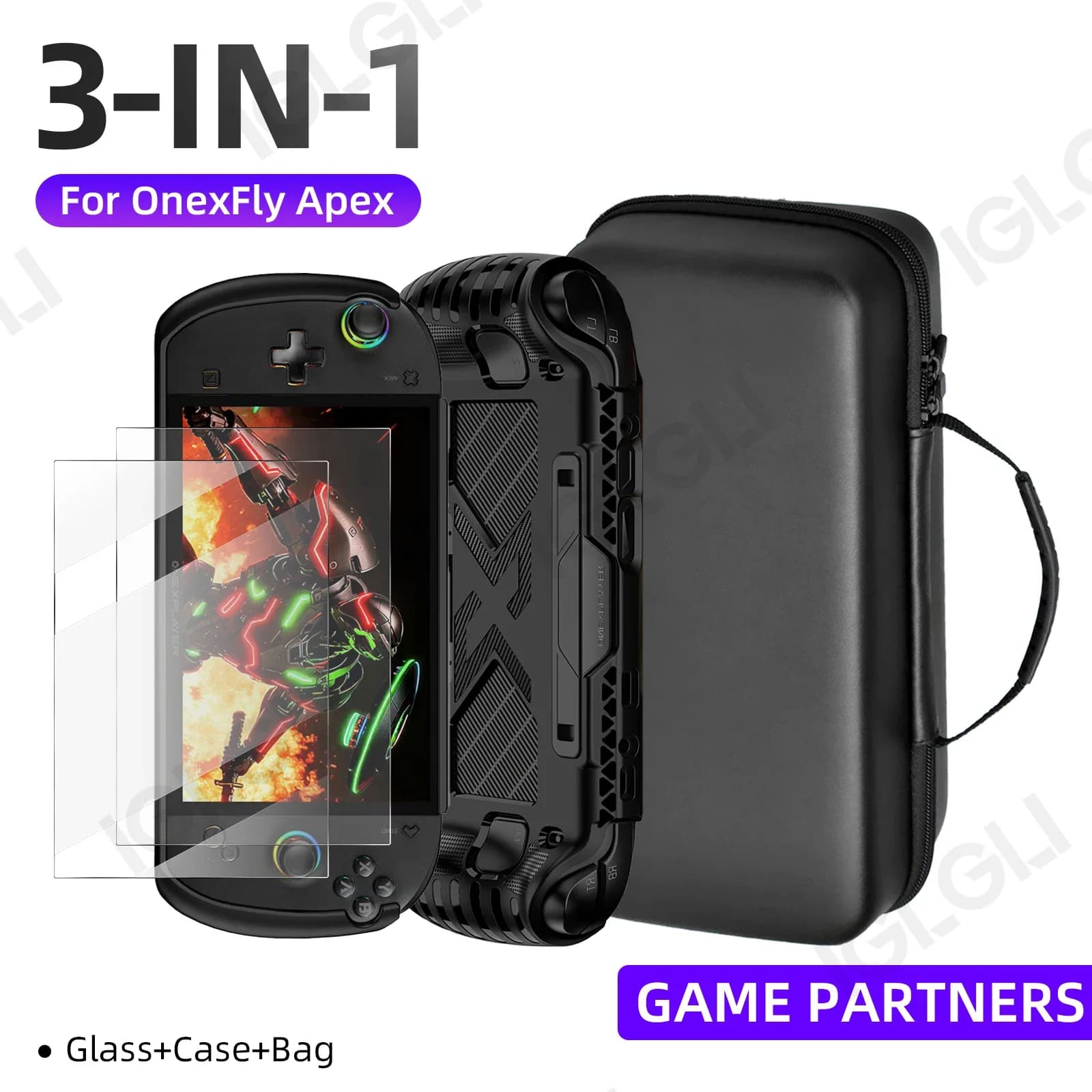 Kit di accessori 3 in 1 per custodia protettiva OnexFly Apex con vetro protettivo per lo schermo e custodia da viaggio
