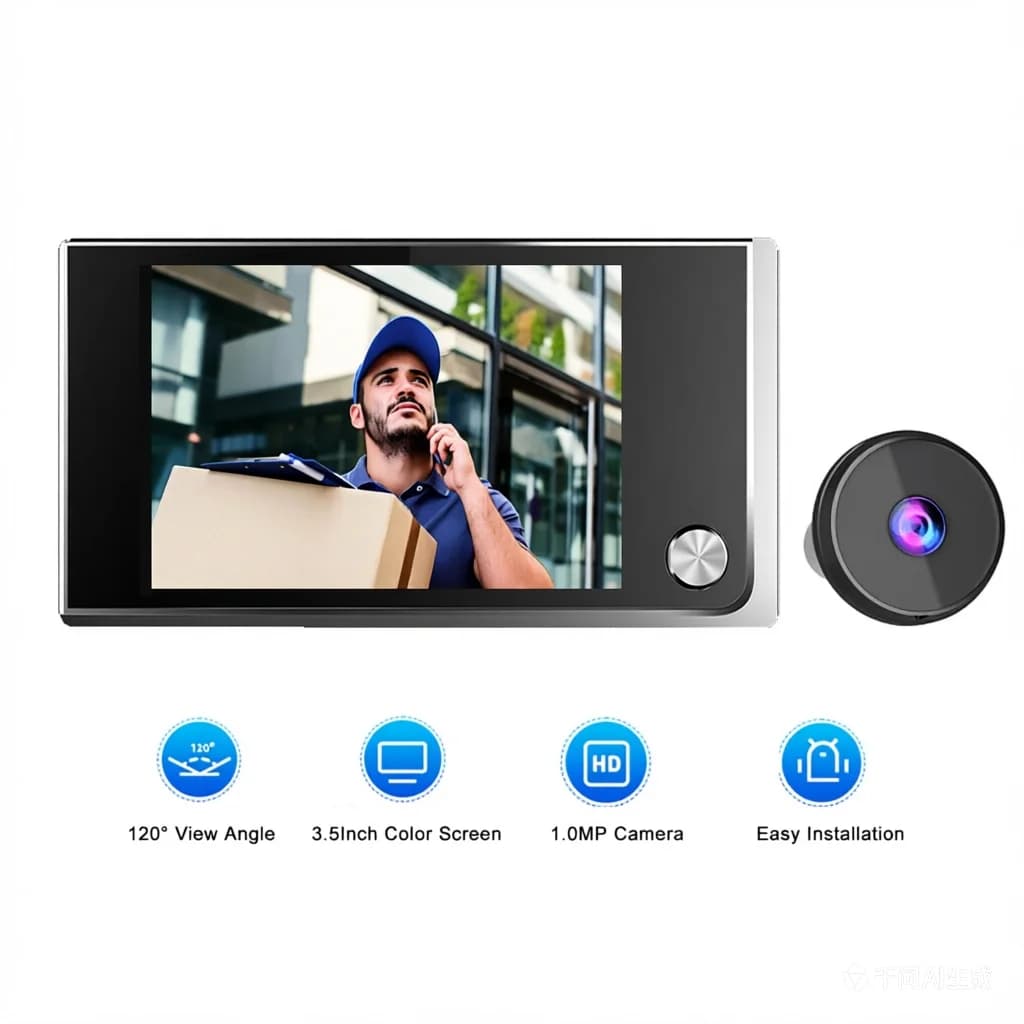 Spioncino Digitale da 3,5 Pollici con Telecamera e Campanello, Angolo di Visione 120 Gradi HD, Mirilla per Casa con Schermo LCD