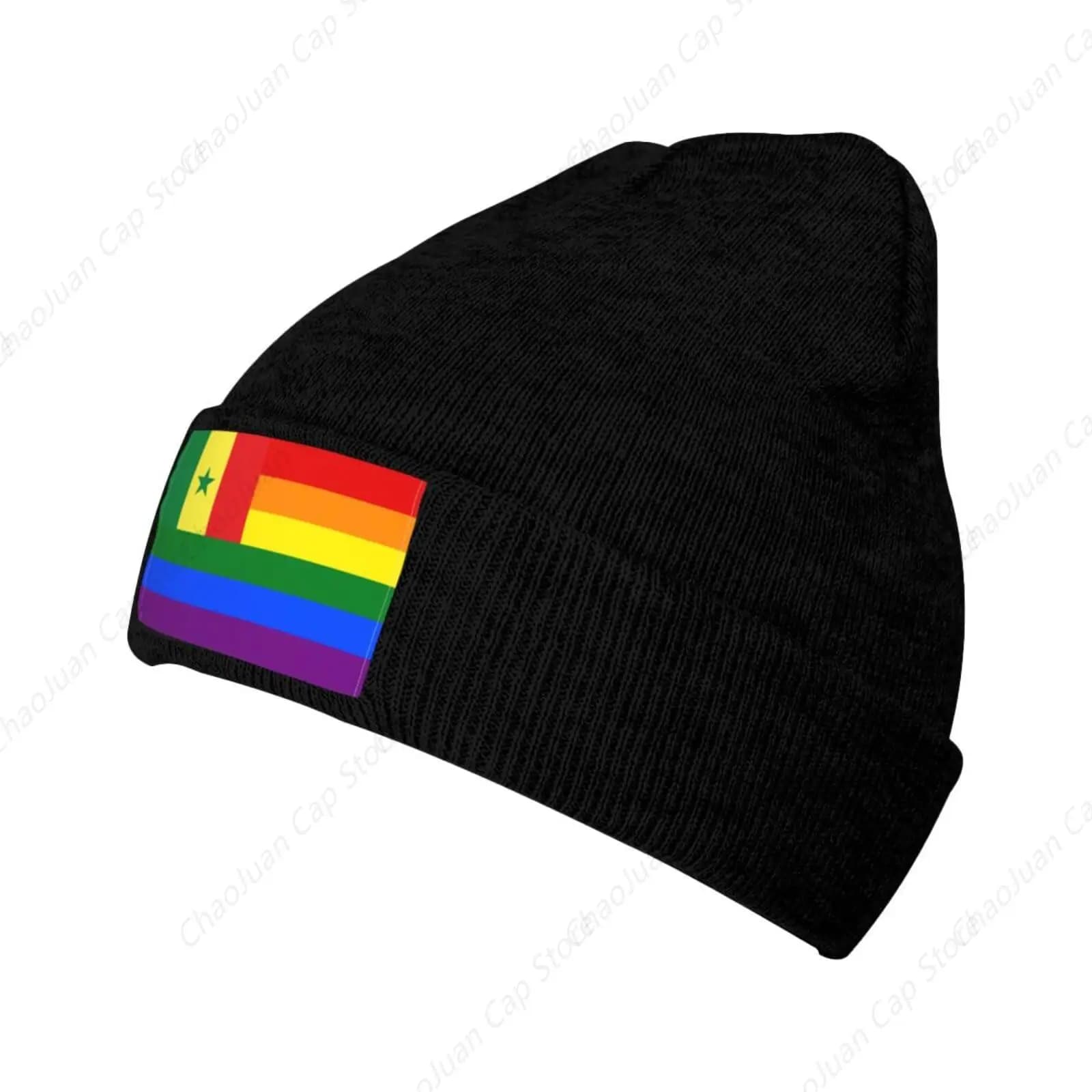 Senegal Rainbow Flag Beanie Hat for Men Women Skull Cap Winter Knit Caps Soft Ski Hats