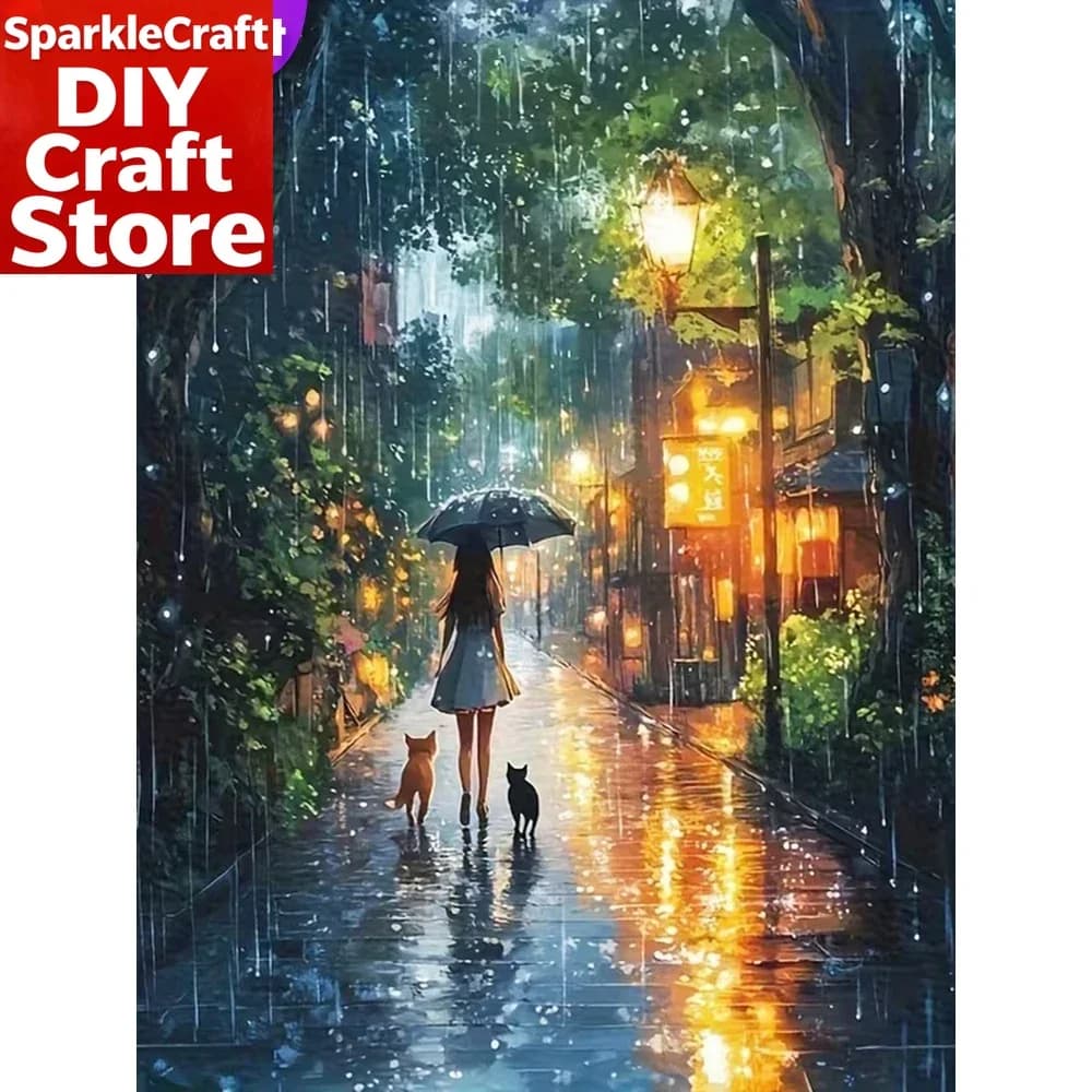 Kit Fai-da-Te per Pittura Diamante Senza Cornice, Paesaggio Urbano, Adatto per Principianti, Nuovo Arrivo, Kit Artigianale Mosaico per Casa