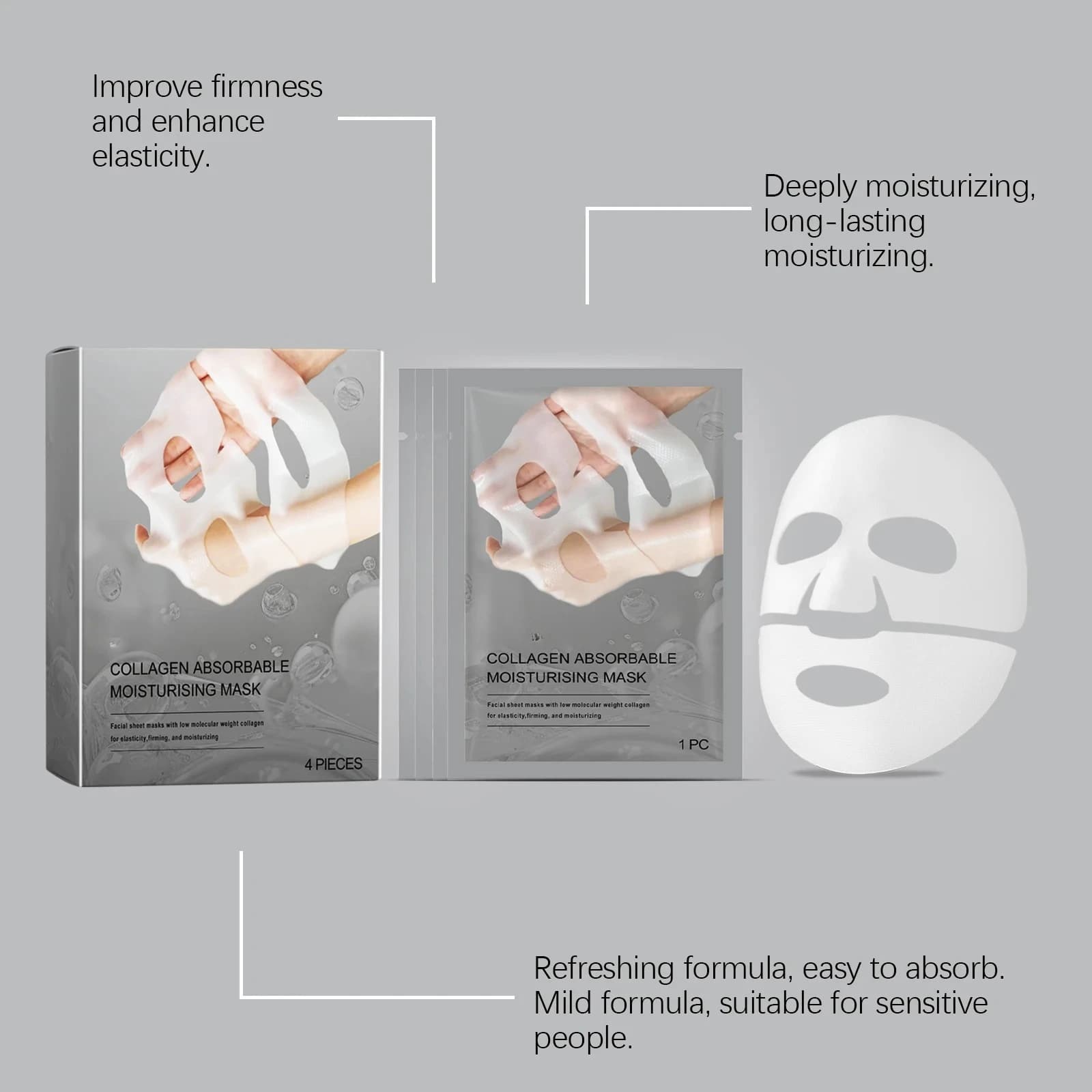 Mask Faced with Collagen Anti-Watch and Lifting, Collagen Night Mask for Raxing, Hydrating and Lifting Deep