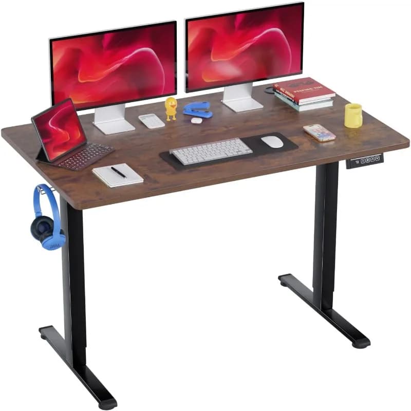 Scrivania elettrica da 48 pollici Scrivania per computer Grande superficie con gancio per cuffie Funzione di memoria regolabile in altezza motorizzata