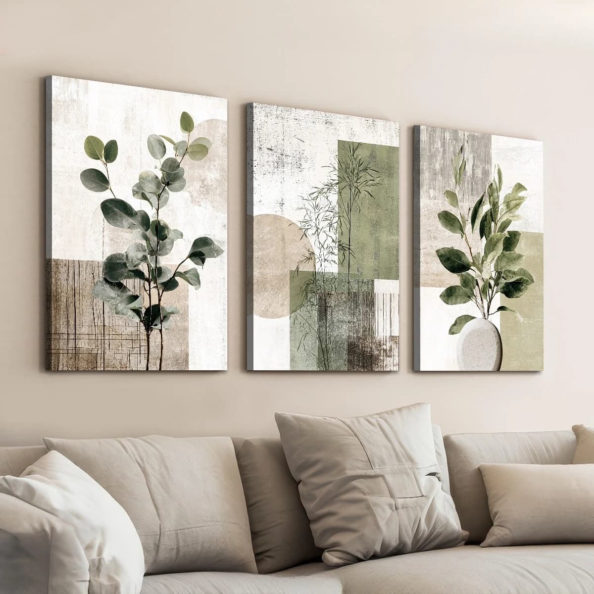 3pcs Abstract Plant Art Canvas Painting Home Decor Abstract Geometry Wall Art Room Decoration High-Definition Print Holiday Gift