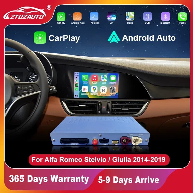 CarPlay Wireless 2025 per Alfa Romeo Stelvio e Giulia Modelli 2014-2019, Funzione Android Auto, Mirror Link, AirPlay, Box Car Play