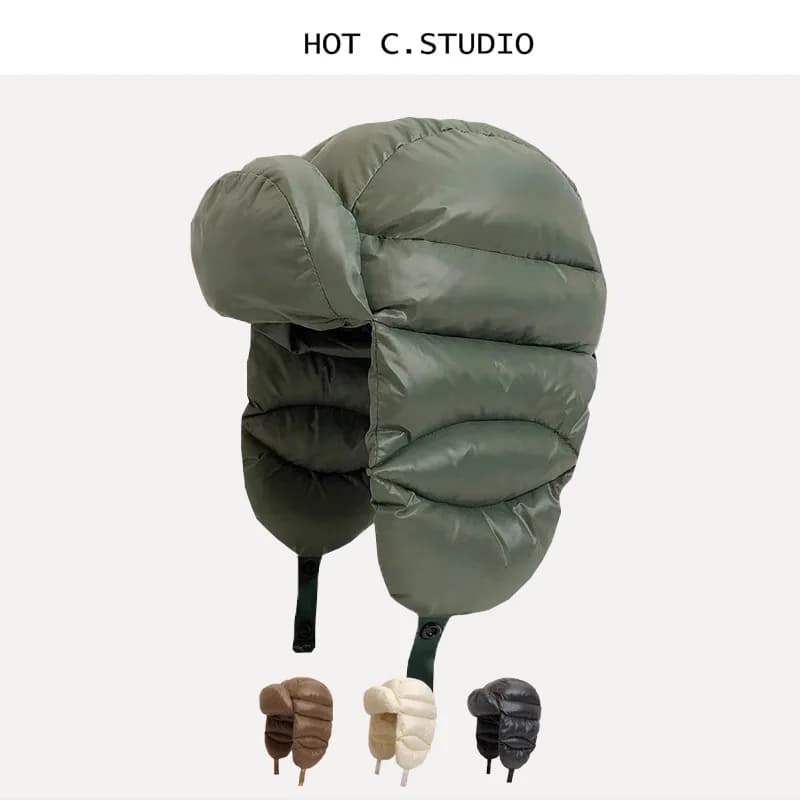 Winter Leather Ushanka Hat with Down, Ear Flap Aviation Pilot Cap, Lightweight Liner for Riding Helmet, Trapper Hat