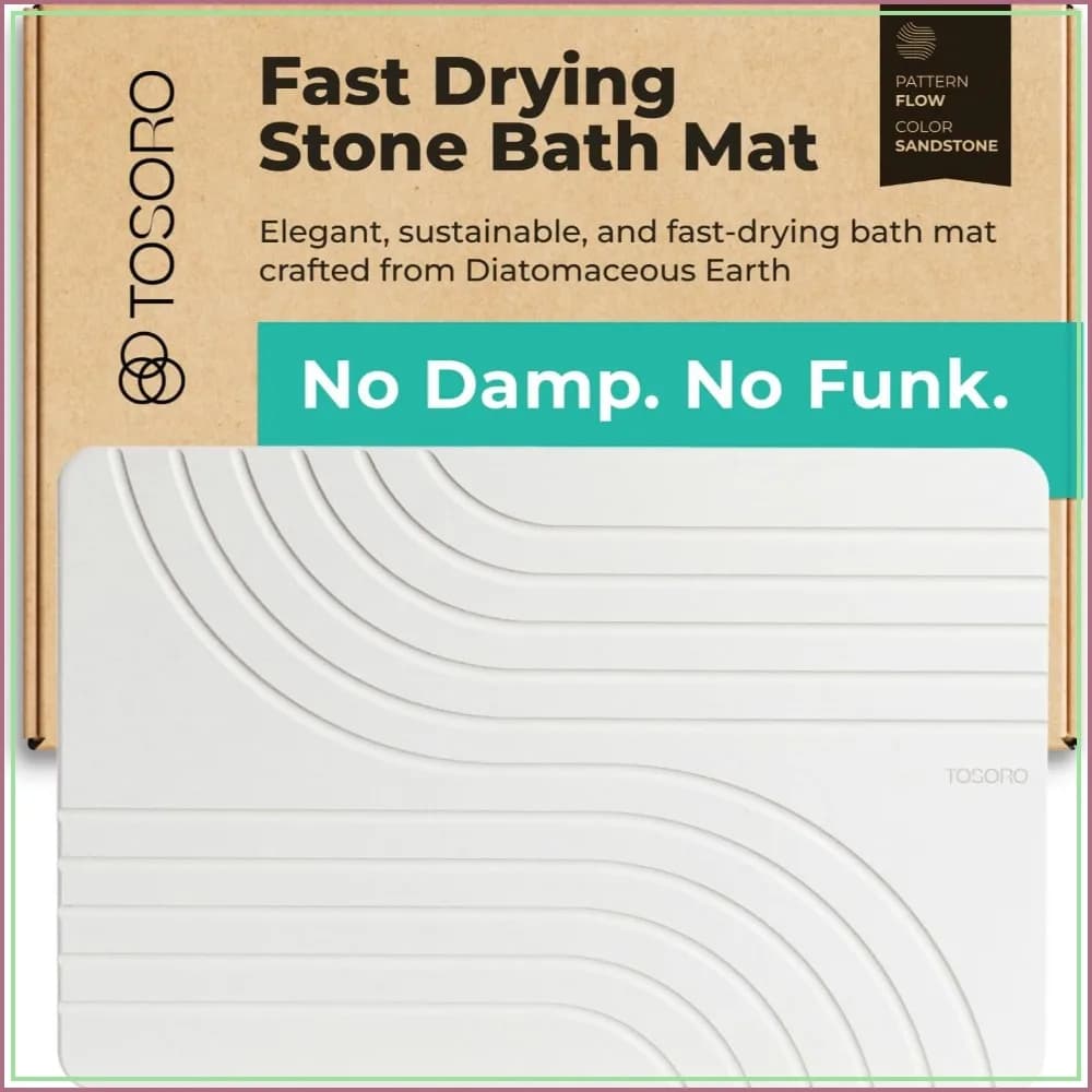 Non-Slip Diatomaceous Earth Bath Mat, Super Absorbent Stone Shower Mat, Quick Drying, Easy Clean, 23.5x15 in, Sandstone