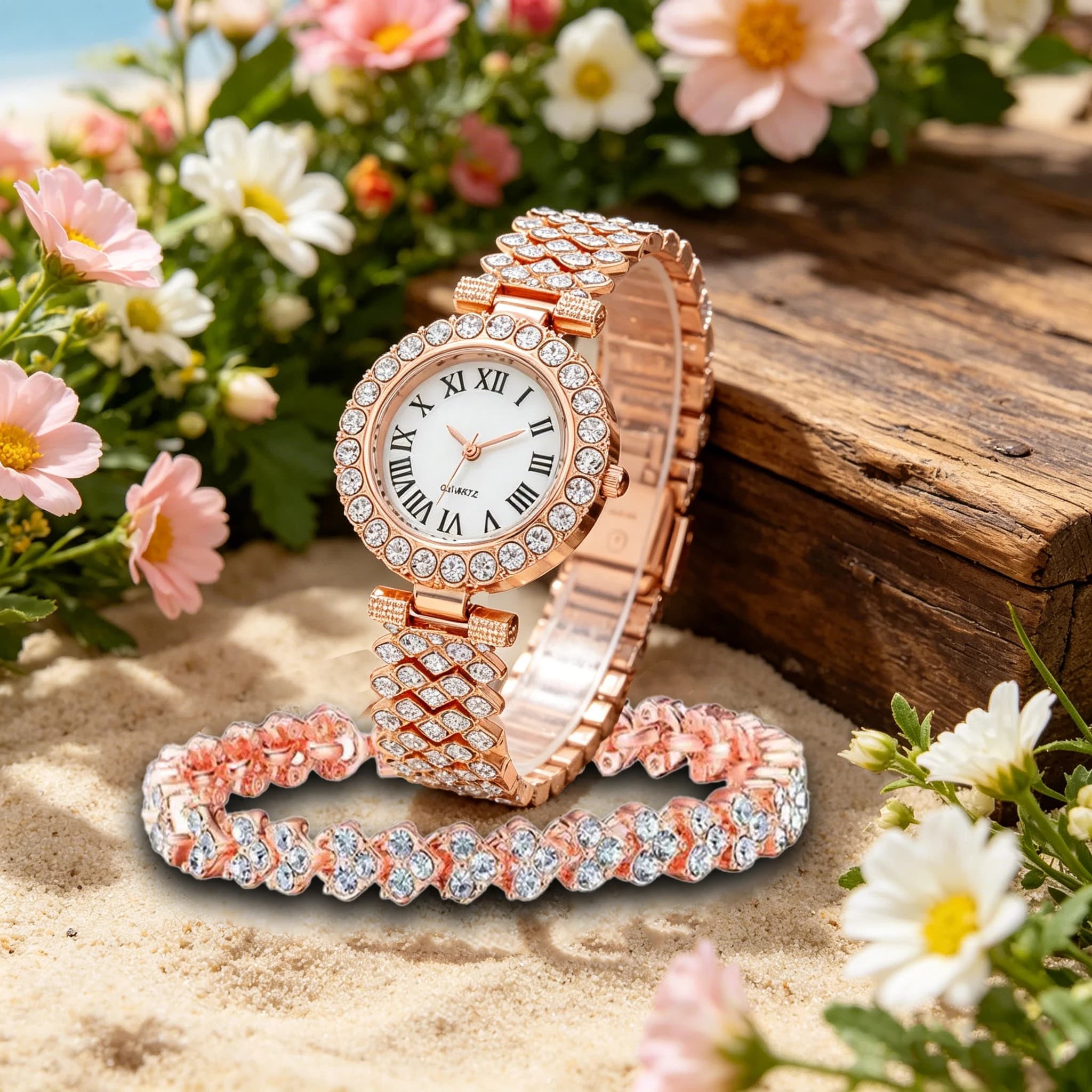 Orologio da donna al quarzo con bracciale, orologi da polso alla moda per donna, cinturino in acciaio inossidabile, orologio da polso femminile, Zegarek Damski