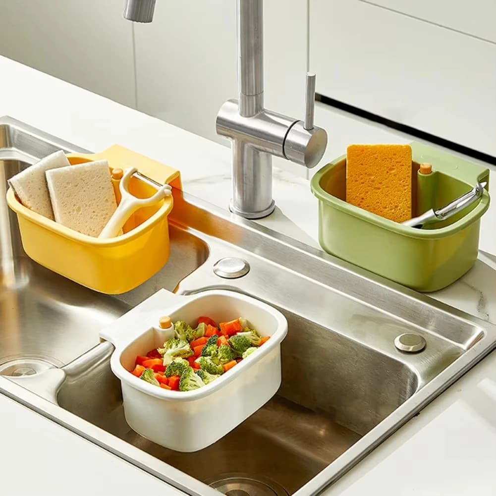 Filtro per lavello in plastica Fognatura Anti-intasamento Filtro per rifiuti alimentari Cestello per scarico regolabile Lavello Spugna Rack Strumenti di scarico dei rifiuti da cucina