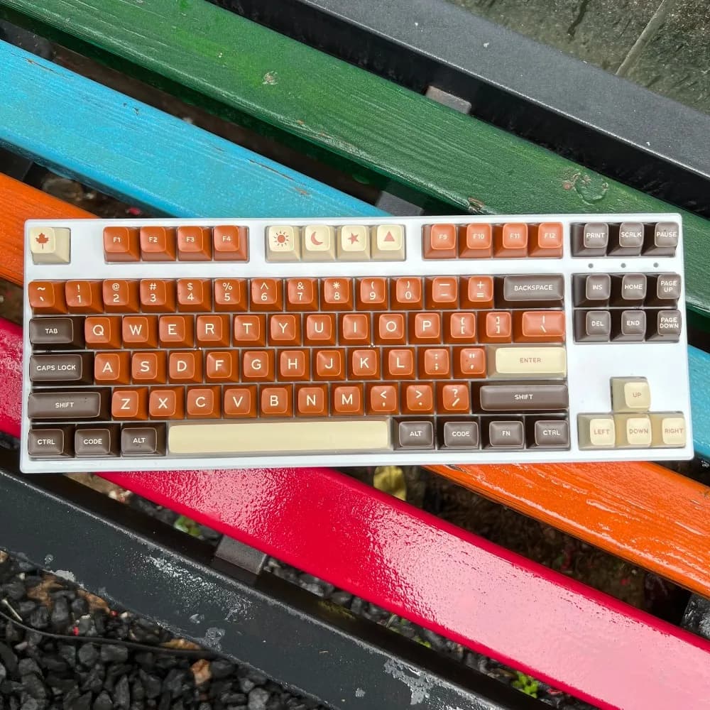 173 Keys Coffee Double Shot ABS Keycaps SA Profile Minimalist Style Keyboard Keycaps for Cherry MX Switches Mechanical Keyboard