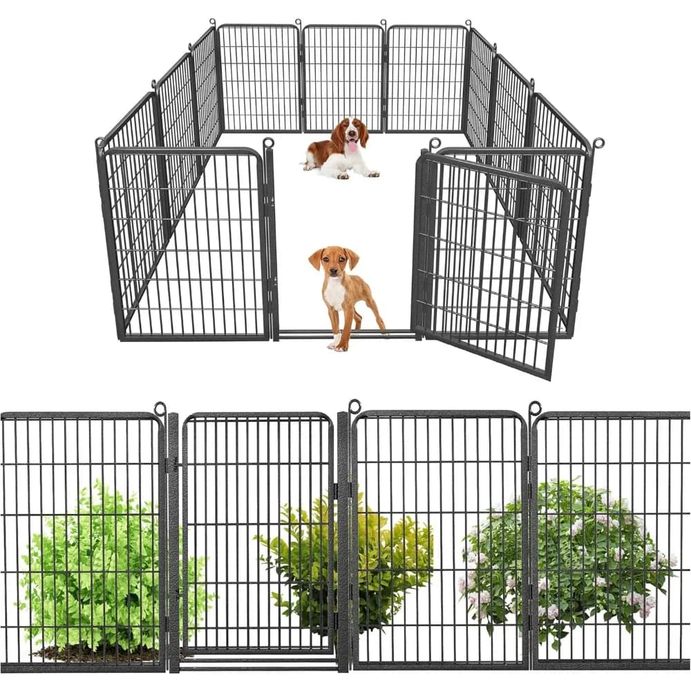 Recinzione Decorativa da Giardino con Cancello Largo, 32 Pollici di Altezza, 22 Piedi di Lunghezza, in Metallo, per Aiuole, Recinzione Temporanea per Cani da Giardino, Spedizione dagli Stati Uniti
