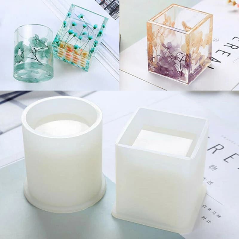 Stampo in Silicone a forma di portapenne stampi in resina epossidica trasparente contenitore per penna fai da te quadrato rotondo artigianato di stoccaggio stampo per creazione di gioielli