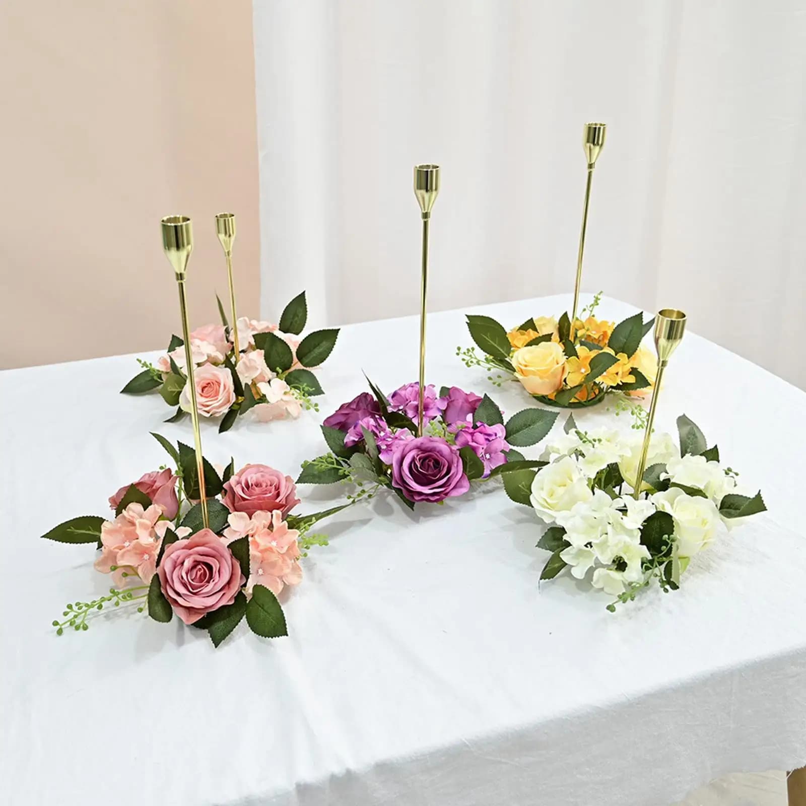 Artificial Small Wreath Candle Holder Decorative Floral Ring Wreath Farmhouse Door Centerpiece for Christmas Wedding