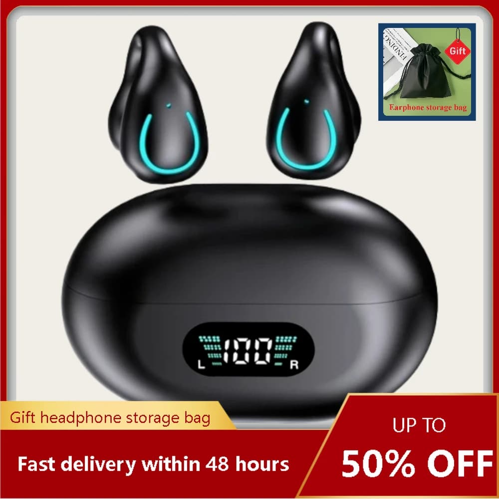 Bluetooth earphones with wireless movement with bone conduction noise reduction Clip on earphones ventilateur de cou