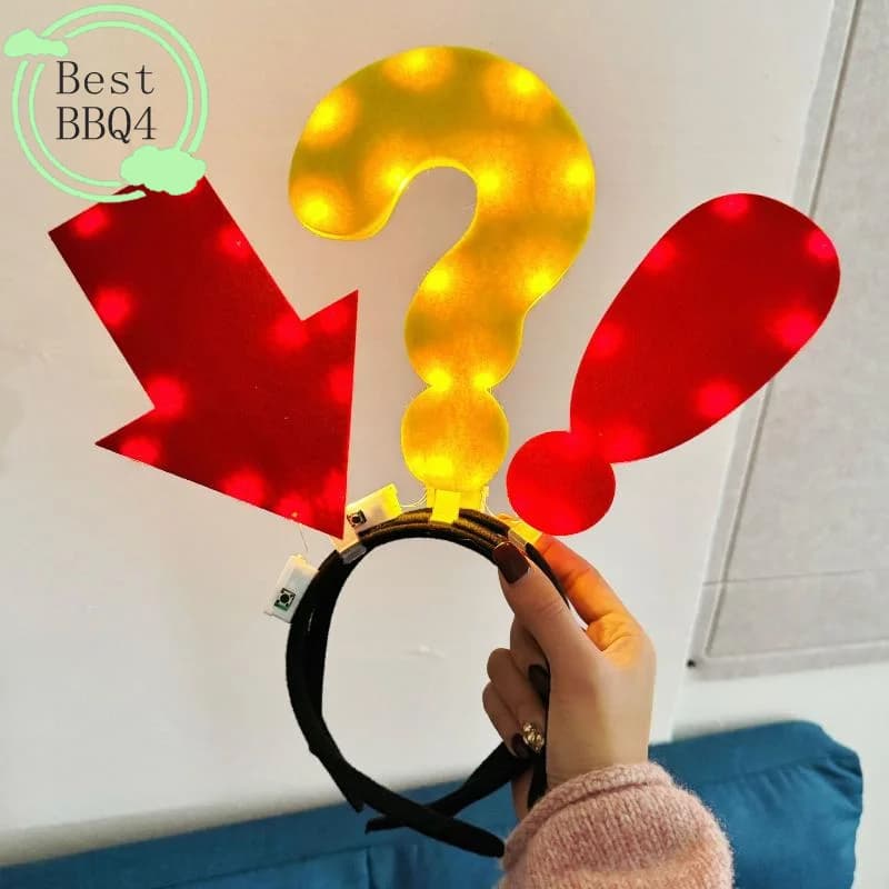 Fascia per capelli unica con freccia luminosa e punto interrogativo divertente, accessorio per capelli da ragazza, copricapo per feste e costumi