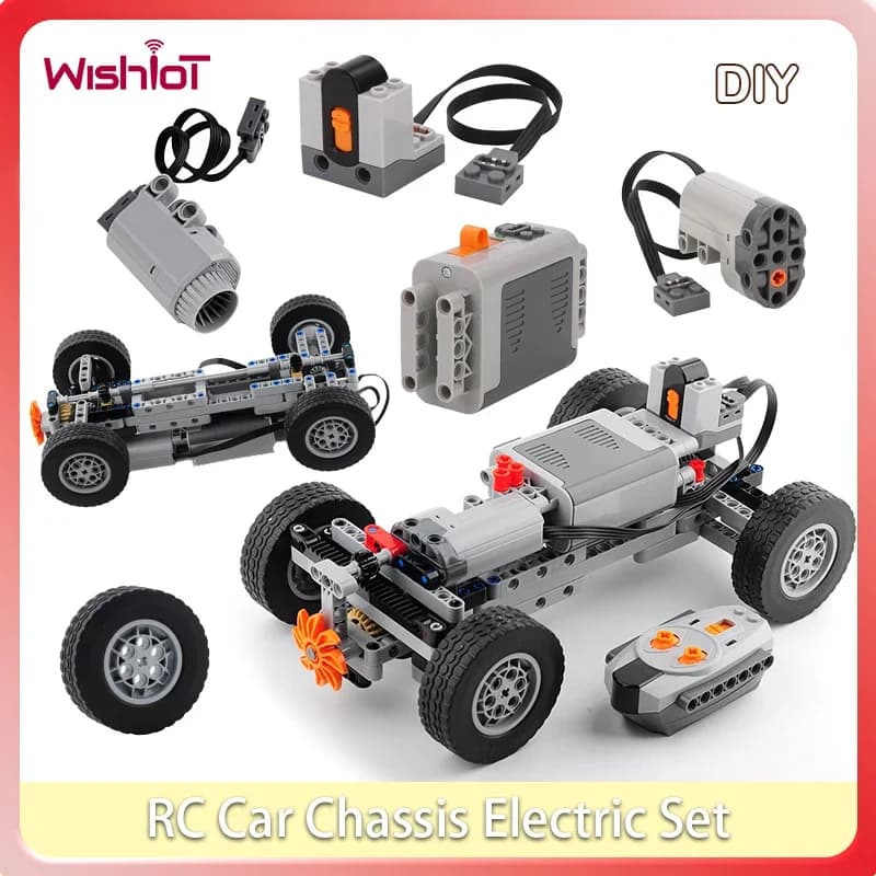 4WD Auto a Quattro Ruote Motrici Modello di Veicolo Elettrico A Distanza Motore Motore Differenziale MOC Tecnico Building Block Giocattoli Regali