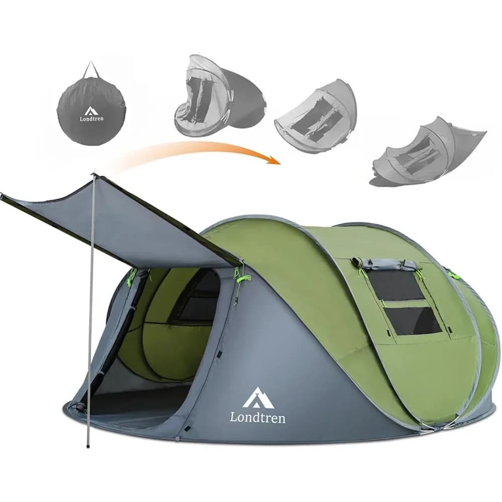 Tenda pop-up facile da 4 persone Installazione automatica impermeabile Tende familiari istantanee a 2 porte per campeggio, escursionismo e viaggi