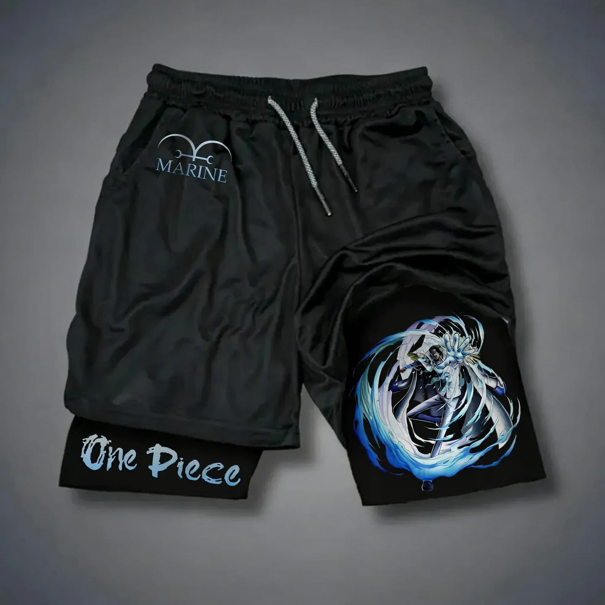 Sports shorts ONE PIECE Anime 2-in-1 for Men, New Arrivals Summer 2026, Breathable, Fast drying, for Swimming and Fitness