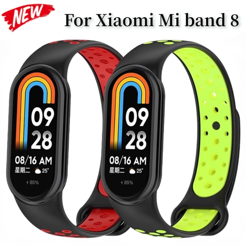 Cinturino in silicone per Xiaomi Mi Band 10/9/8 Smart Watch cinturino traspirante bicolore per Mi Band 8/9/10 accessorio cintura