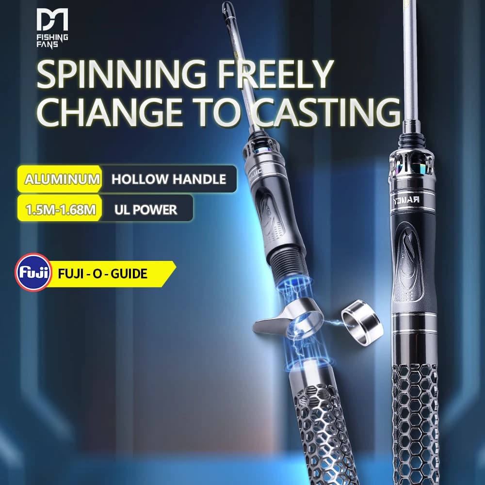FISHINGFANS RANCY 3.0 Travel Portable Fishing Rod with Metal Handle, Convertible from Spinning to Casting, FUJI O Rings, Ultralight UL Power