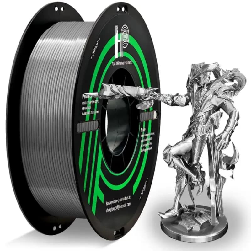 HP3DF 3D Printer Filament, PLA, Silk Silver,HP3DF 1.75mm,Accuracy +/- 0.02mm, 1KG Spool (2.2 lbs), Fit Most FDM Printer
