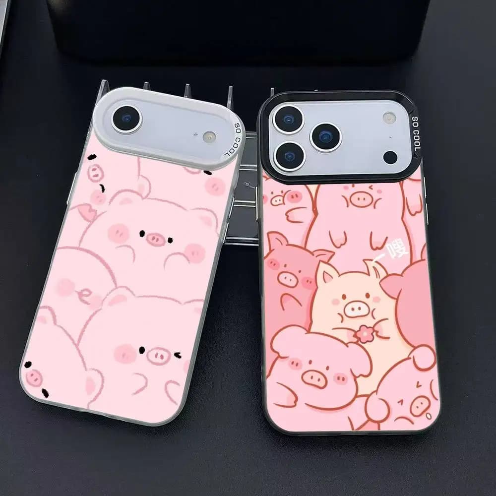 Cute Cartoon LuLu The Piggy Phone Case For iPhone 12 13 14 15 16 17Pro Max Plus Protect Plating Phone Cover