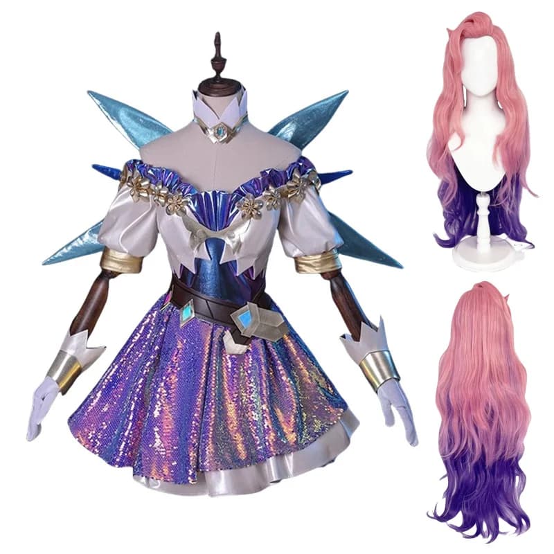 LOL the Starry-Eyed Songstress Seraphine Costume Cosplay Parrucca Donna Uniforme Vestito Gioco di ruolo Vestito Comic Anime Abiti da festa 2025