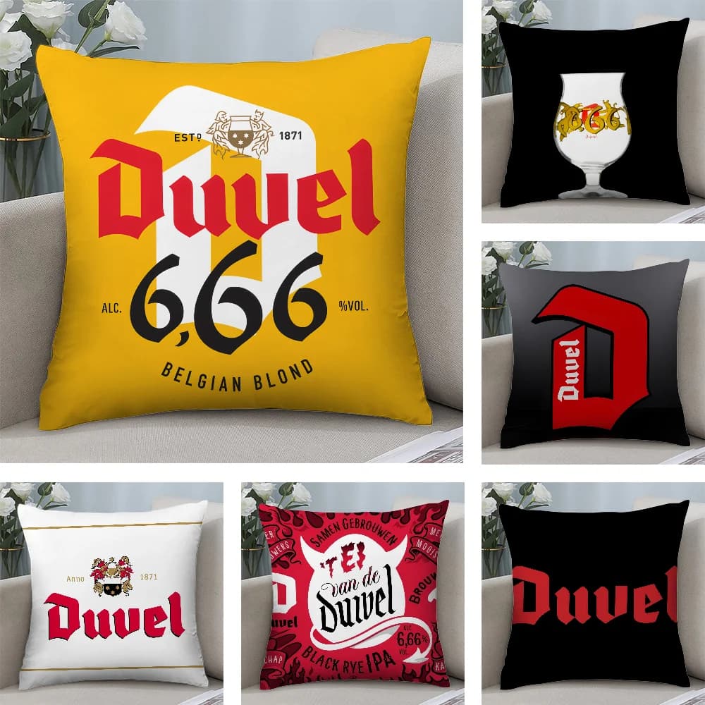 D-Duvel Beer Design Federa per cuscino Federa corta in peluche Divano Regalo decorativo Fodera per cuscino con stampa fronte-retro per la casa