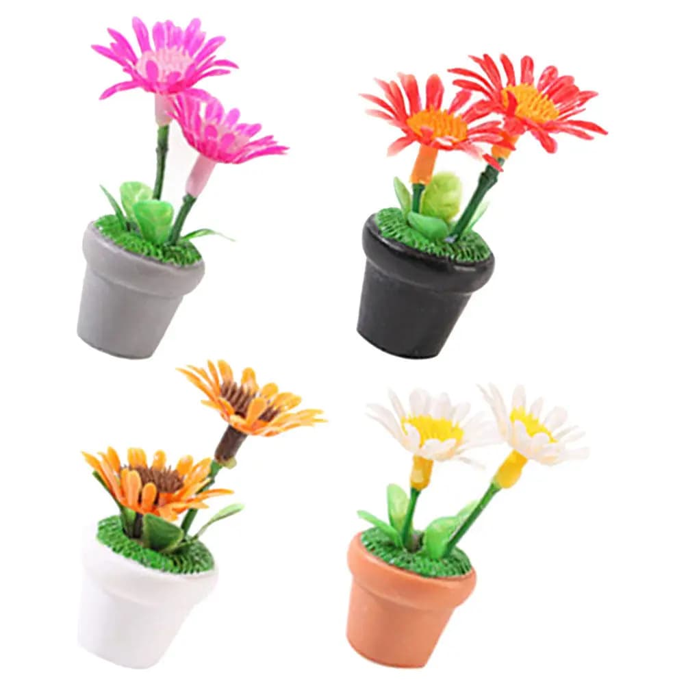 4Pcs Mini Bonsai Plant Models Lifelike Artificial Potted Plants for Tiny House Miniature Decor Sand Table Micro Landscape