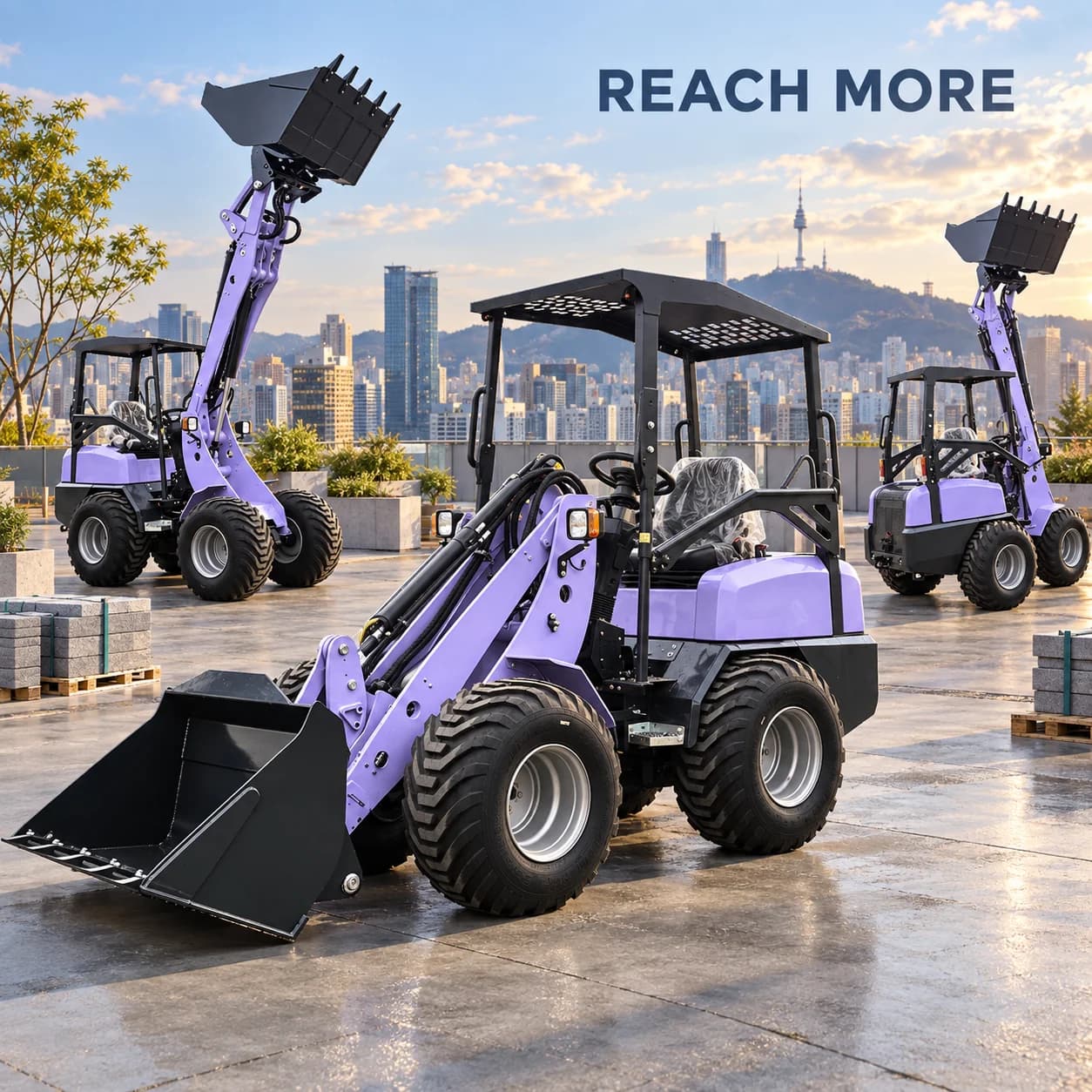 Compact Telescopic Wheel Loader with High Lift Boom and Bucket for Farm Construction