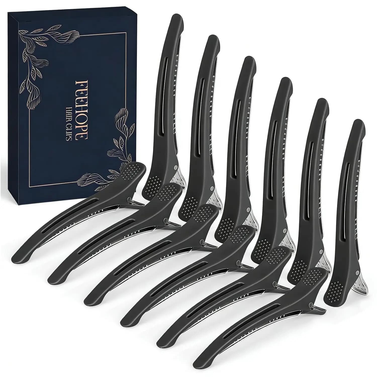 12 clip per sezionare i capelli lunghi da 4,3 pollici, clip per acconciature Creasel antiscivolo con fascia in silicone