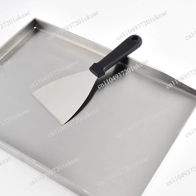 Three-sided stainless steel barbecue pan, stir-fry pan, shovel, outdoor BBQ barbecue tool