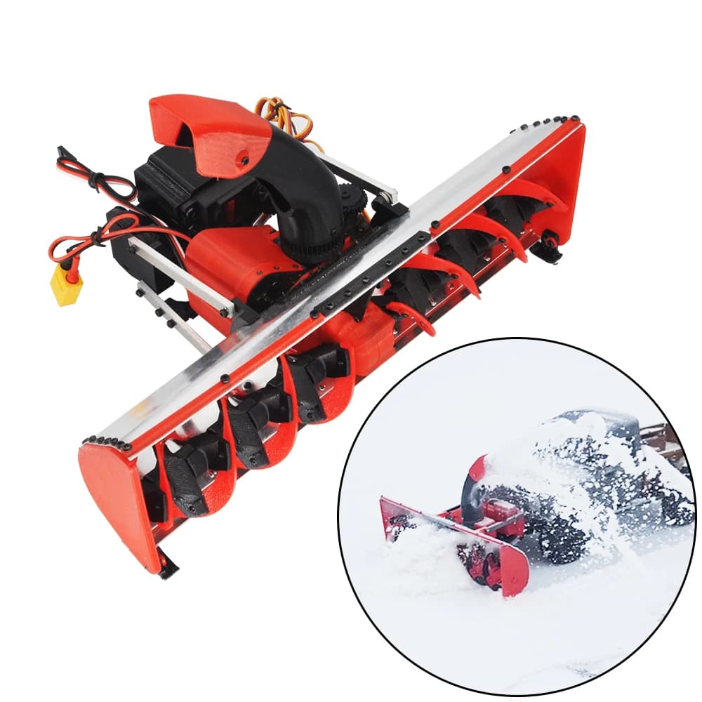 Spazzaneve in metallo RC con spazzaneve stampato in 3D Pala da neve Ascensore Turbina Colpi di neve per RC Crawler Car Tamiya Truck Bulldozer Car