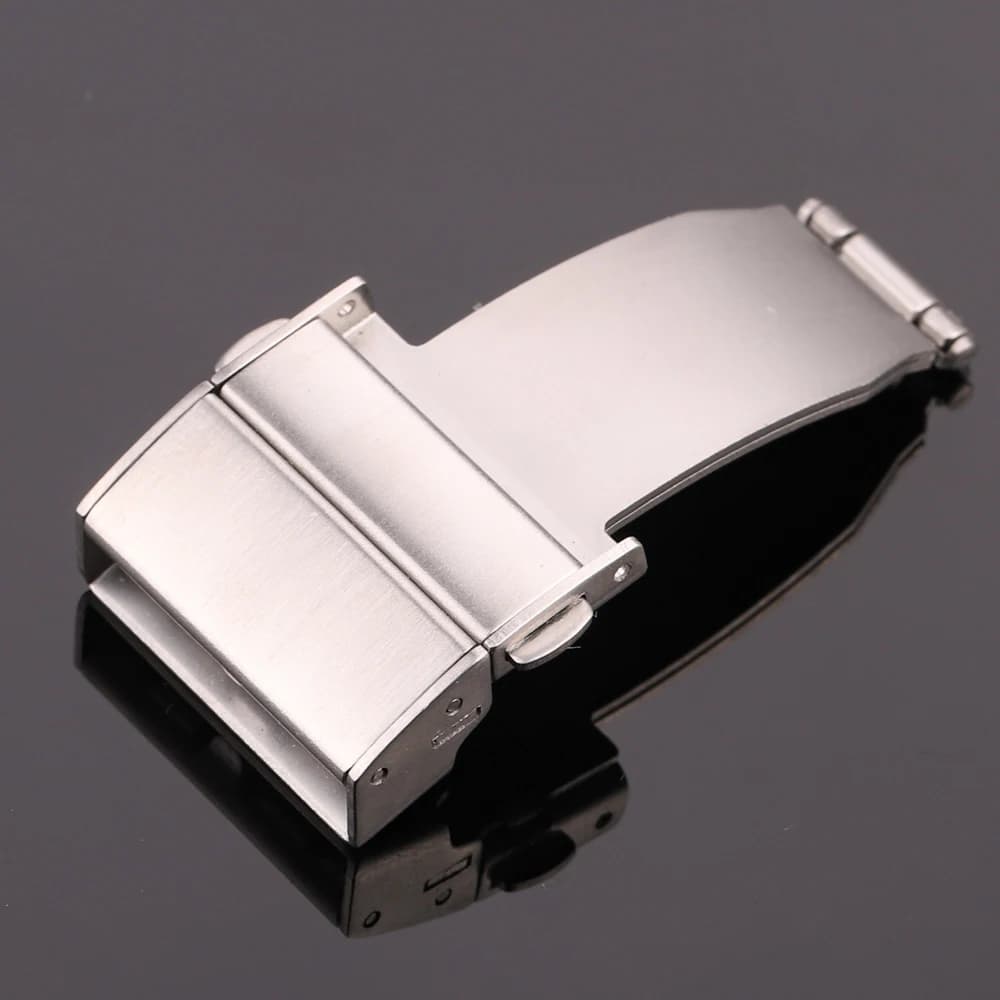 Automatic strap with double stainless steel pressure, brushed silver buckle, strap accessories for women's and men's watches