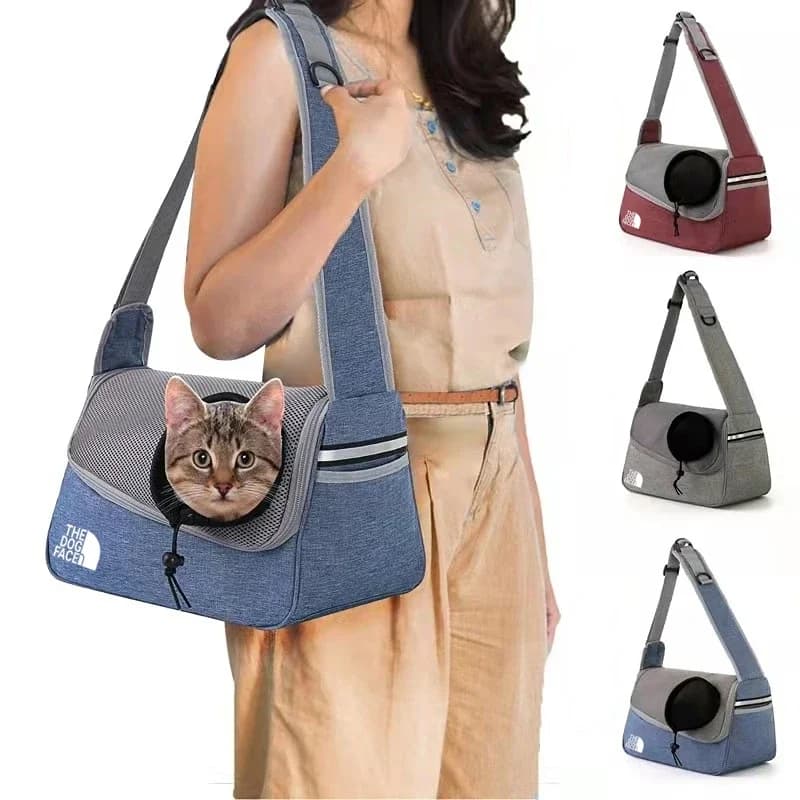 Borsa a tracolla per cani da viaggio all'aperto per porta cuccioli per animali domestici Borsa a tracolla singola comfort Oxford in rete