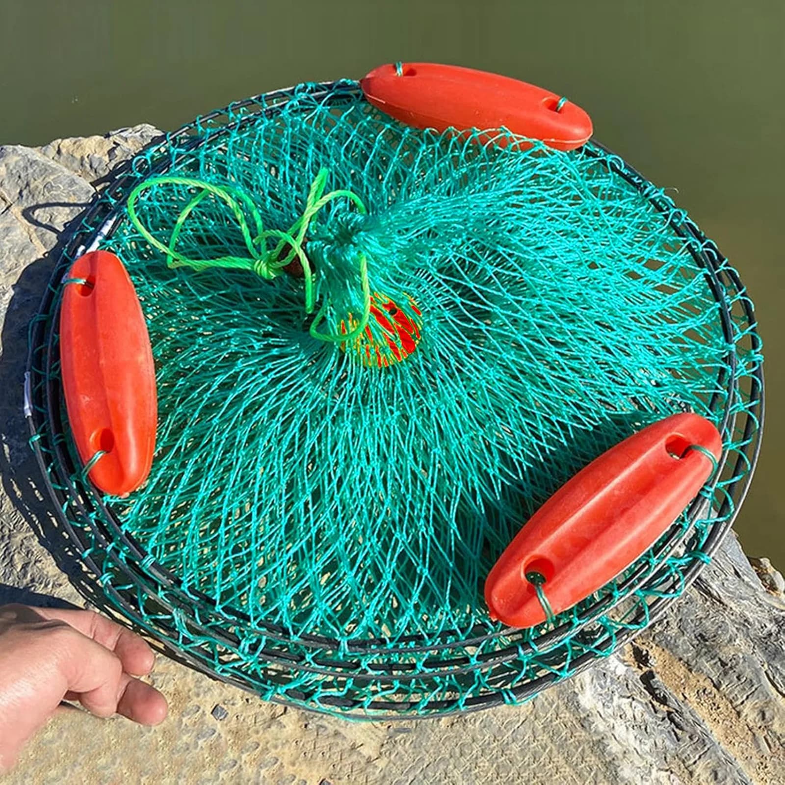 40/45/50 centimetri Rete Da Pesca Durevole Maglia di Pesce In Nylon Per La Carpa Crucian Tilapia Granchio Gamberetti Universale Borsa Lunga Rete Da Pesca Con adesivo