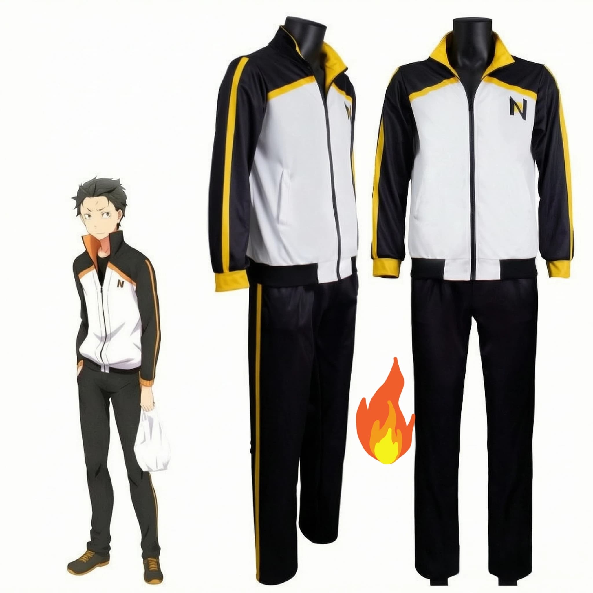 HOLOUN Anime Embroidery Tracksuit Full Zip Jacket Elastic Pants Disfraz Hombre Halloween Comic Con Cosplay Suit