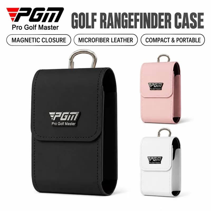 PGM Golf Rangefinder Case Magnetic Closure Microfiber Leather Protective Pouch with Belt Loop Carabiner Golf Accessories SOB021