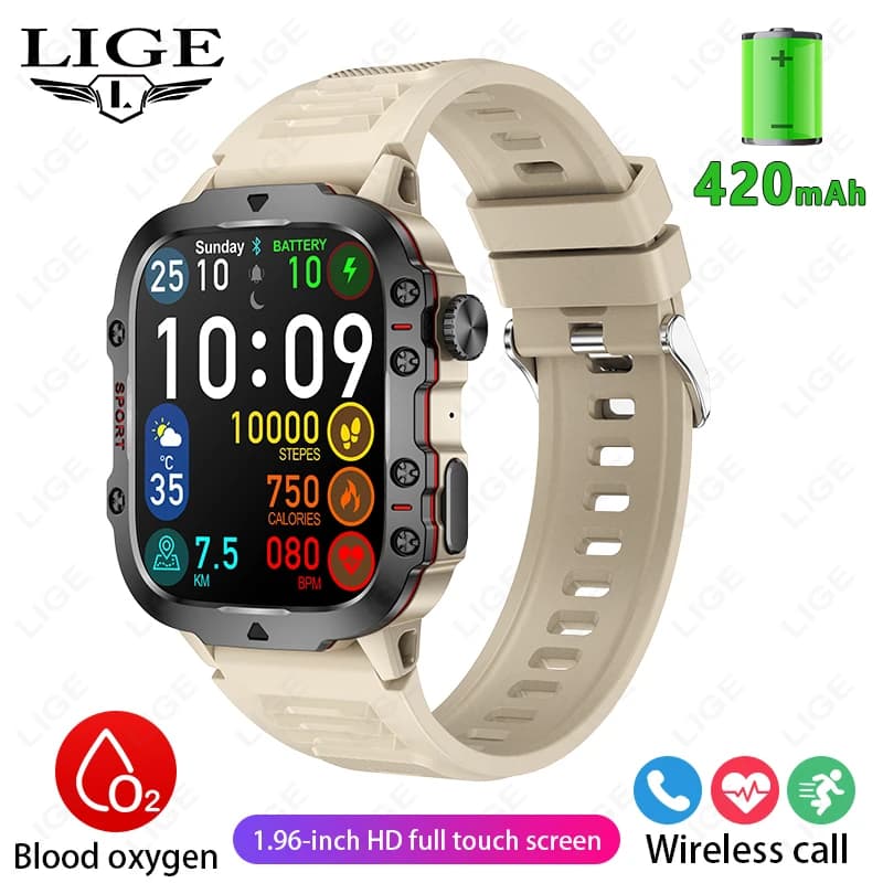 LIGE Smartwatch Militare Originale da Uomo, Chiamate Wireless, Fitness, Impermeabile IP68 3ATM per Nuoto, Sportivo, Compatibile con iOS e Android 2026