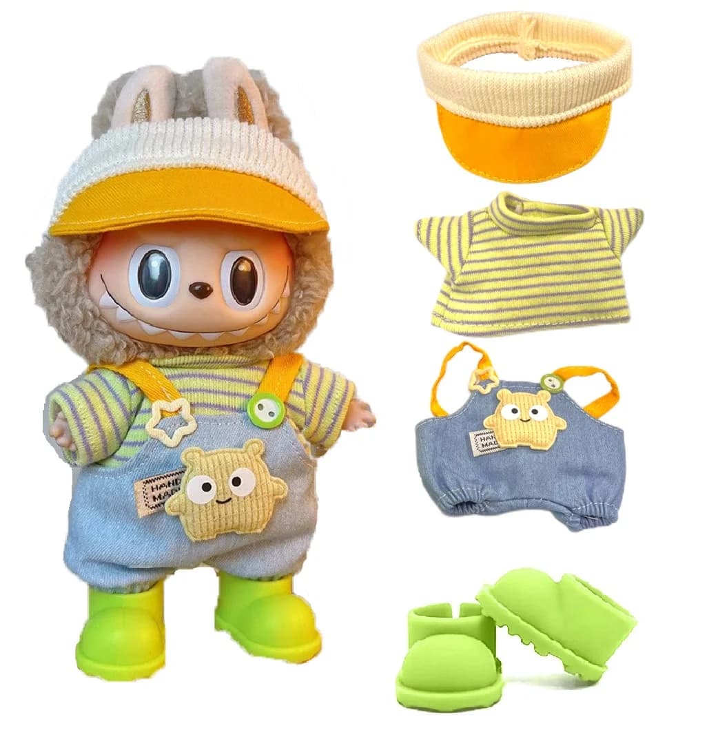 Set di accessori per abbigliamento labubu per bambole alla moda da 17 cm adatti per ragazzi Vestiti per bambole di peluche carini adatti per bambole di peluche alla moda