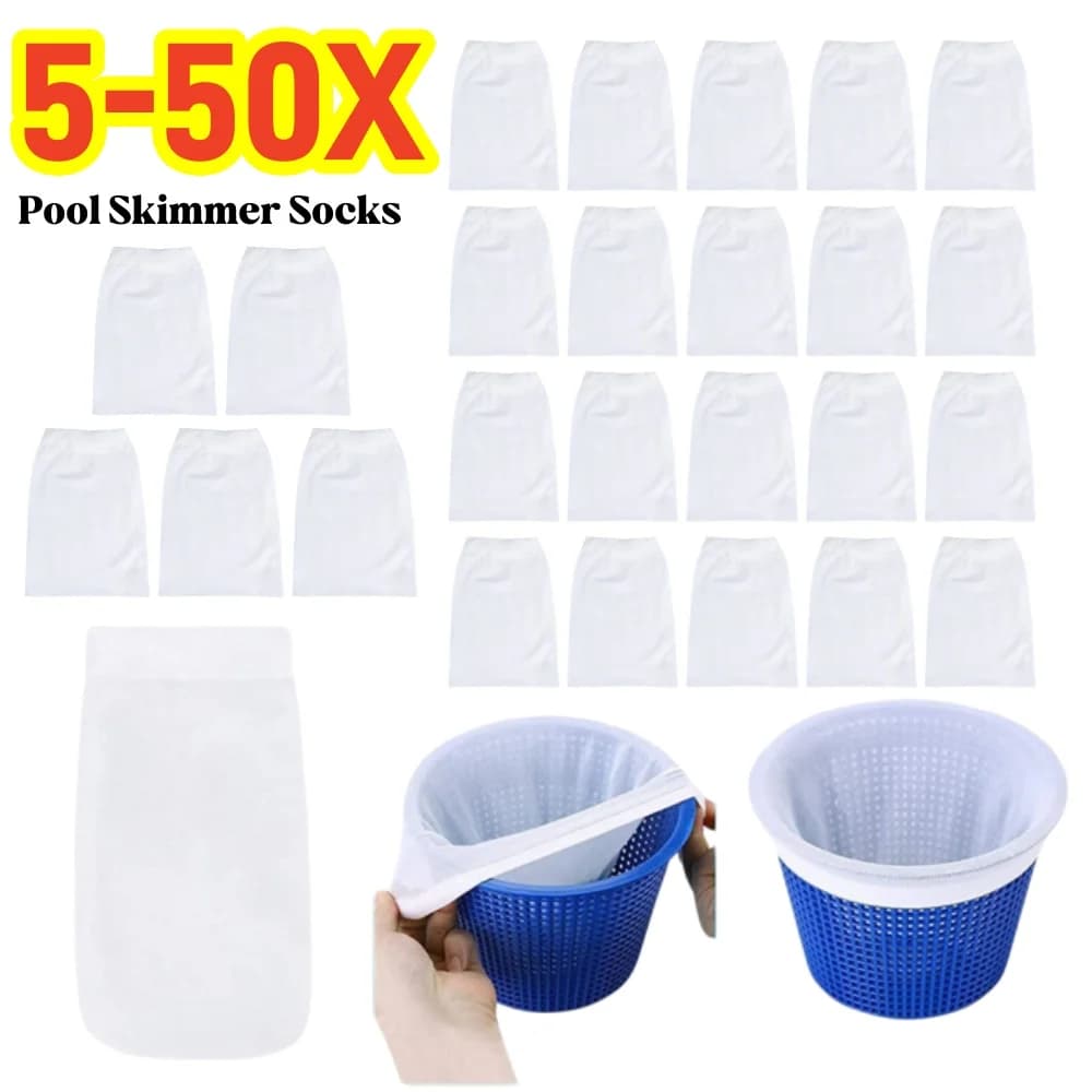 5-50PCS Pool Skimmer Socks Household Perfect Savers Nylon Mesh Design for Filters Baskets Skimmers Swimming Pool Accessories