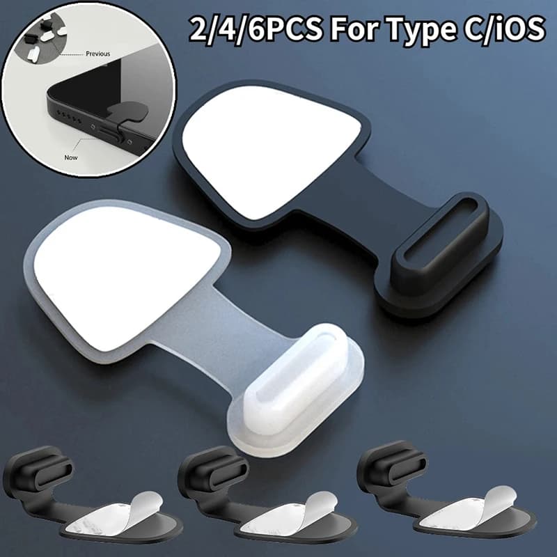 6 pcs Dust Spin USB charging port Dust plug for iPhone 14 Samsung Xiaomi Type-C Silicone Dust Cover