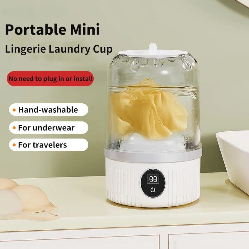 Mini Lavatrice Portatile Wireless da 1L per Biancheria Intima e Calzini con Funzione di Centrifuga