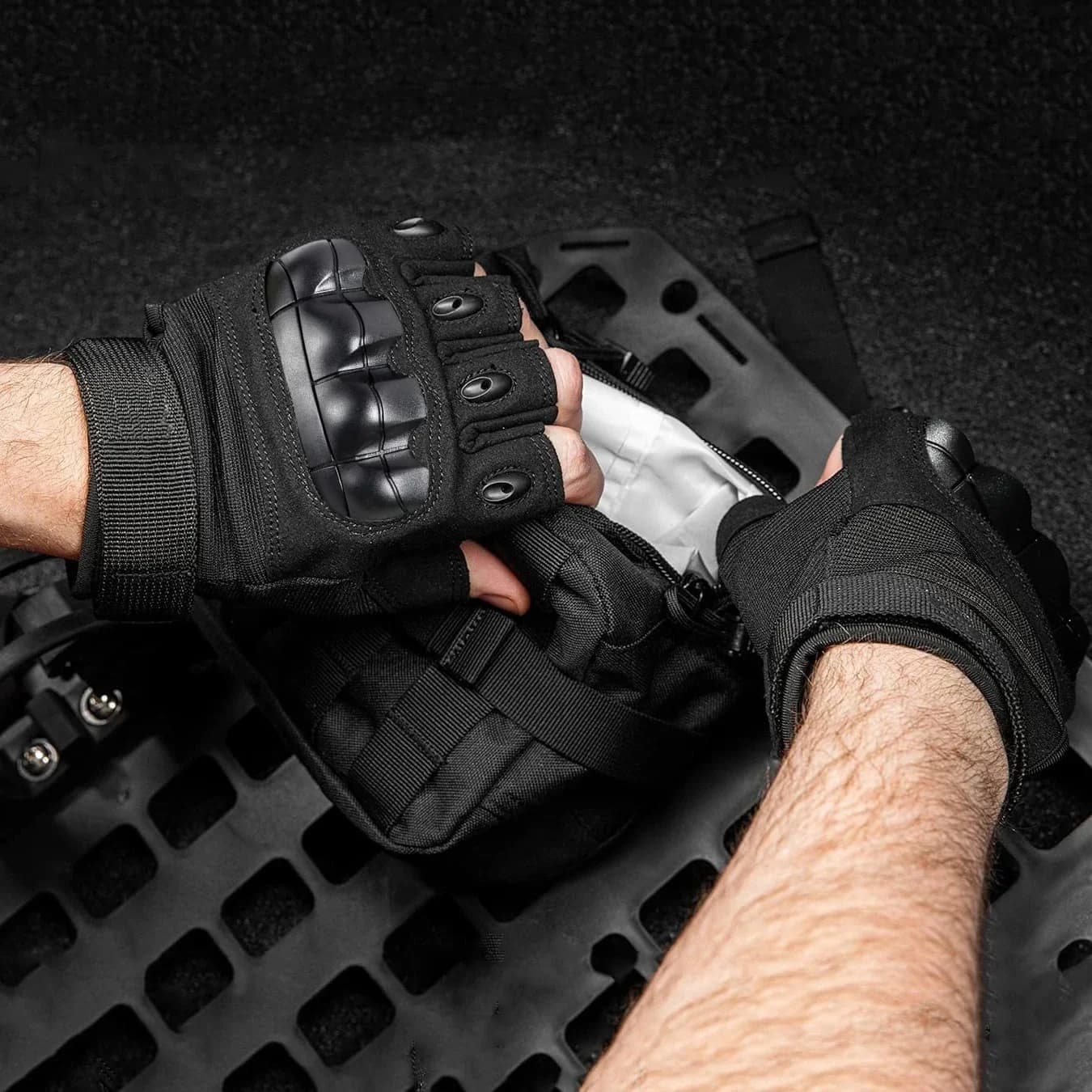 MuqiNush Tactical Half Finger Gloves Shock Absorbing Knuckle Protection Breathable Non Slip Gloves For Cycling Motorcycle
