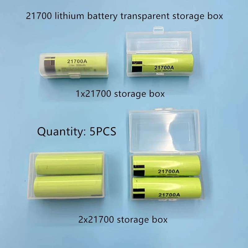 Scatola di immagazzinaggio batteria al litio 5PCS 21700 Scatola di parti Scatola batteria trasparente