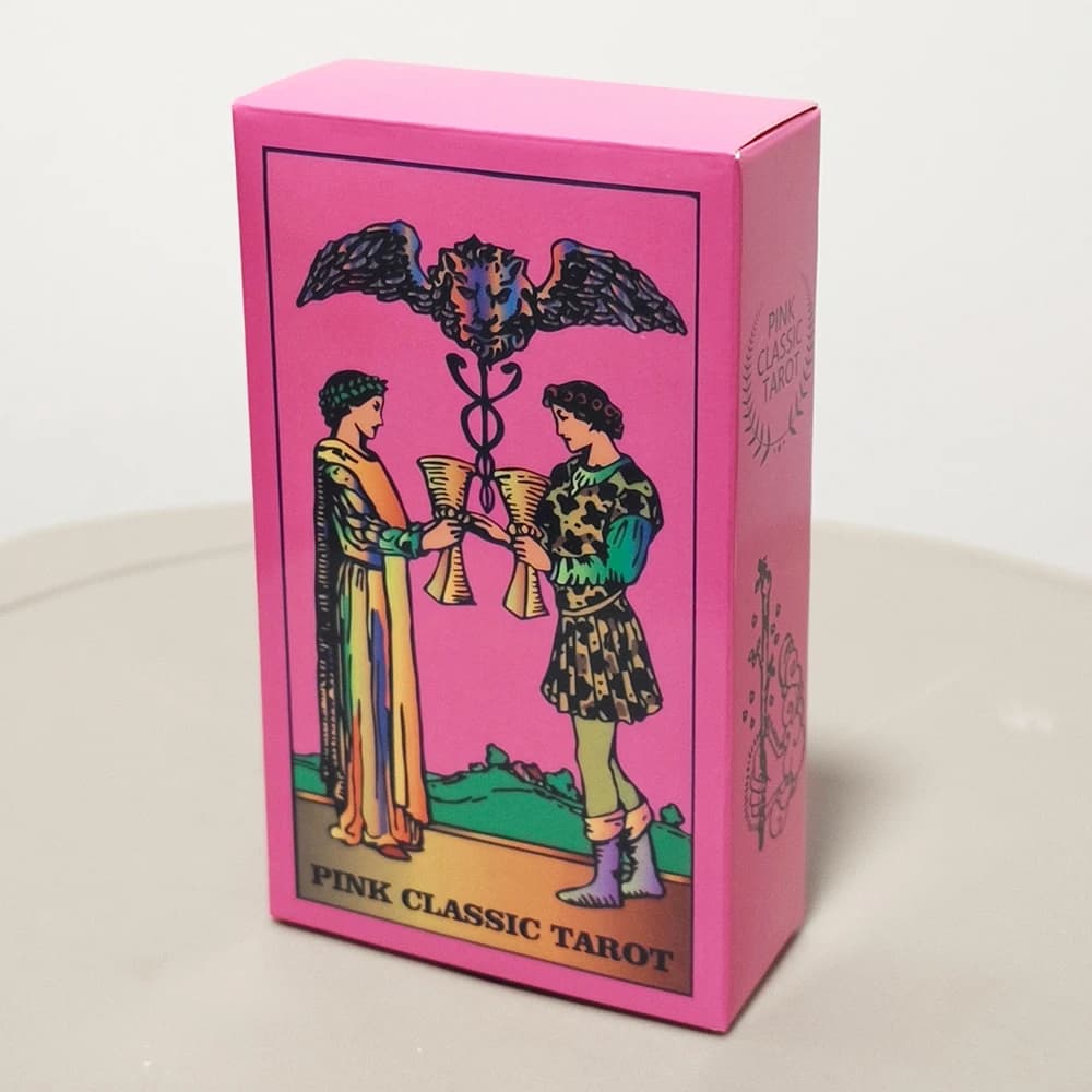 Mazzo di Tarocchi Rosa Neon - 78 Carte Classiche Rider-Waite Smith con Design Vibrante e Psichedelico 10,3*6cm