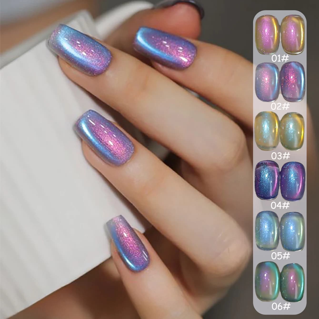 1 pz Smalto Semipermanente Gel Effetto Occhio di Gatto PSK Arctic Light, Blu Lacrime, Perline di Vetro Colorate, Scintillante, Sbiancante, Blu Viola, per Nail Art