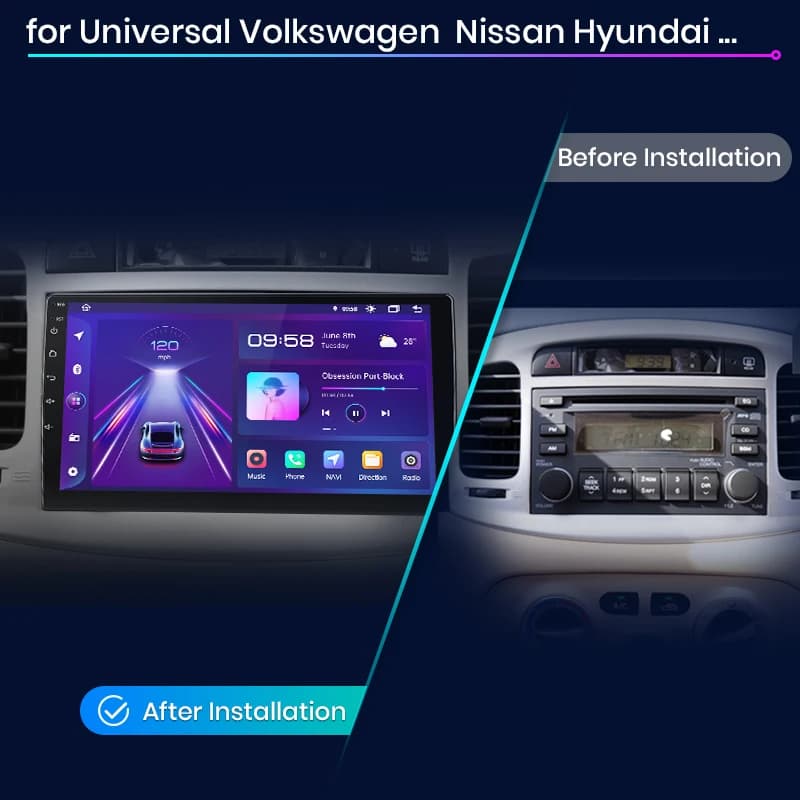 Per camion e veicoli per auto Carplay da 9 pollici Smart Screen Dash Cam anteriore posteriore 4K HD accessori per sistema console centrale di navigazione