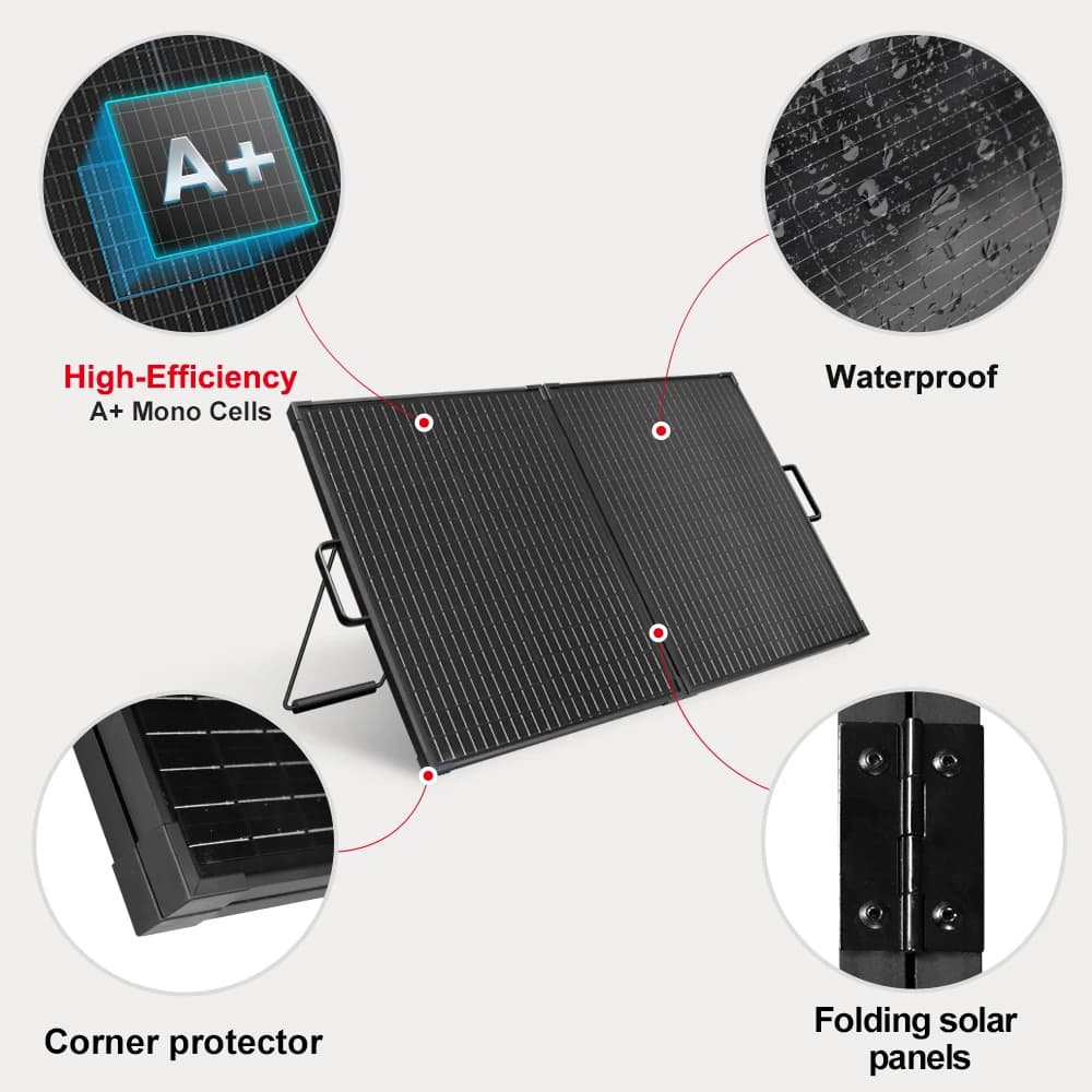 New DOKIO 18V 100W Foldable Solar Panel China 10A/20A 12V Controller Folding Photovoltaic Cell/System Charger Solar Suitcase