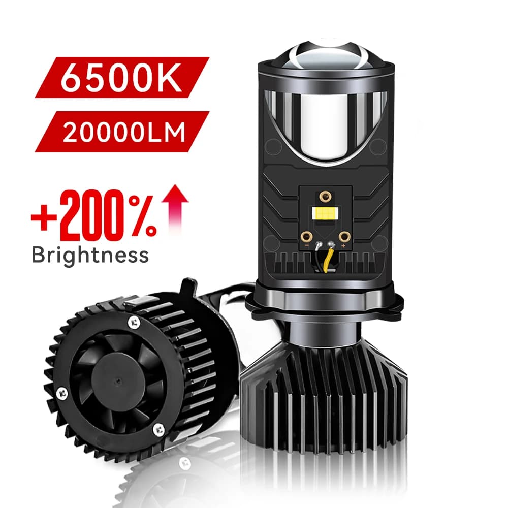 Turbo Fan H4 Fari A LED Auto H4 Mini Lente Del Proiettore 6000K Super Luminoso 20000LM Fascio Alto Basso Auto Luci A LED Lampada Della Luce Per Auto