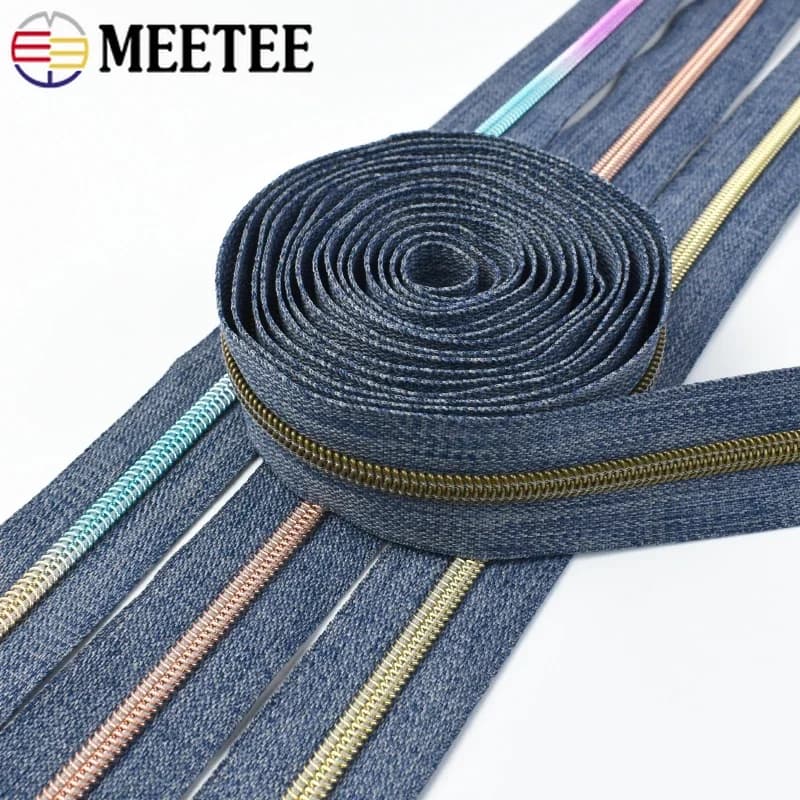 2/5/10M 5 # Chiusura con cerniere in nylon Nastro decorativo con cerniera al metro per cucire kit di riparazione borse giacca jeans Accessori sartoria